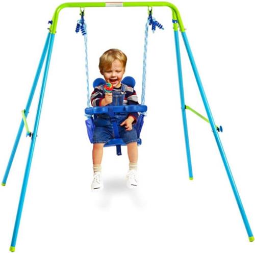 Baby Peuter Schommel Set - Indoor Outdoor - Opvouwbare Schommel Met Veiligheidsondersteuning - Verstelbaar Sterk Touw - Eenvoudige Montage - Metalen Frame Voor Tuin En Speeltuin