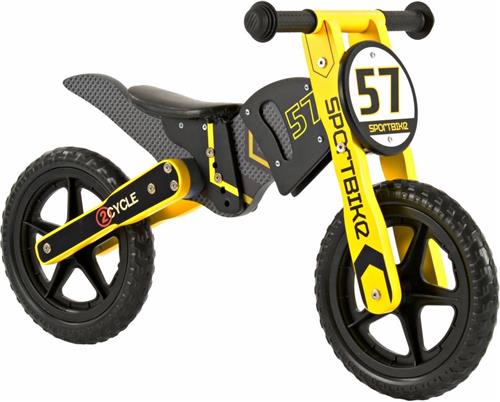 2Cycle Motor Loopfiets - Hout - Geel