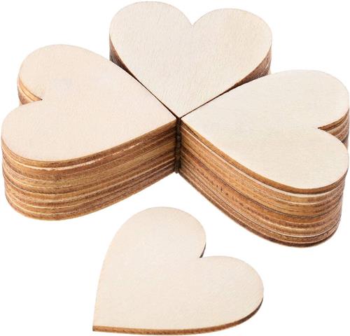 Inovra ® Houten Hartvormige Paneeltjes voor Creatieve Projecten en DIY, Set van 100 Stuks, 6 cm Groot