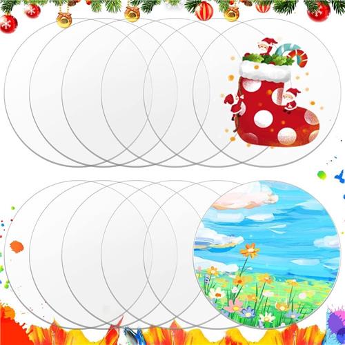 Inovra ® Aantal van 12 Transparante Ronde Acrylplaten voor Creatieve Doe-Het-Zelf Projecten