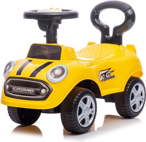 sun baby Loopauto vanaf 1 jaar, auto voor babys, indoor kinderauto met geluiden, grote kunststof wielen, Kantelbeveiliging, beperkt draaivermogen (Geel)