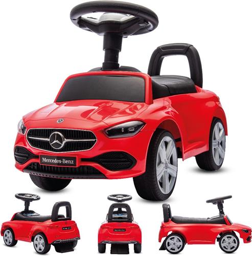 Mercedes C-Class Kindervoertuig, Loopauto met Claxon, ride on, babyauto, loopstoeltje met claxon en motorgeluiden, max 25 kg (Rood)
