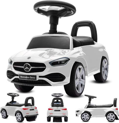 Mercedes C-Class Kindervoertuig, Loopauto met Claxon, ride on, babyauto, loopstoeltje met claxon en motorgeluiden, max 25 kg (Wit)
