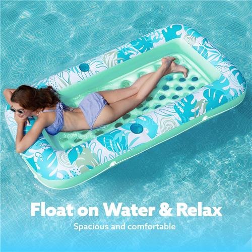 Unyqoos® Luxe Opblaasbare Tanning Bed met Verstelbare Rugleuning en Bekerhouders voor Volwassenen