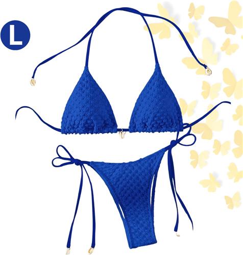 Livano Bikini Dames - Meisjes Bikini - Badpak - Push Up - Vrouwen Badkleding - Zwemmen - Sexy Set - Top & Broekje - Koningsblauw - Maat L