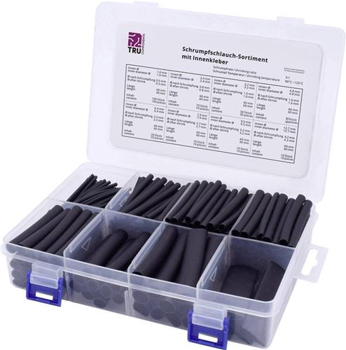 TRU COMPONENTS T1807CA006 Krimpkous assortiment Zwart Krimpverhouding:3:1 300 onderdelen