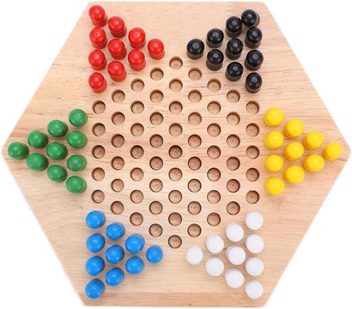 Inovra Plus - Houten Chinese Dammen Set Bordspel voor Familie - Kleurrijk en Educatief - Geschikt voor Kinderen en Volwassenen