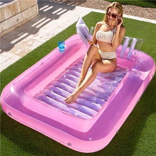 Lexium Tanning bed  Tanning pool  Opblaasbaar luchtbed  Zwembadmatras met rugleuning  Zwembad ligbed volwassenen  Drijvend luchtbed  Pool float  Opblaasbare tanning lounger  Luchtbed met bekerhouder 