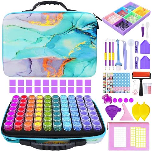 Ibenzoa® Complete Set voor Diamantschilderen met 70 Vakken en Handige Opbergdoos