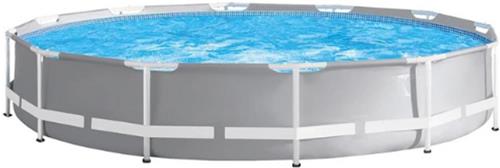Prism-Frame-Zwembad-366X76Cm-Rond-Grijs - Stevig-Tuinzwembad-Met-Metalen-Frame - Familiezwembad-Zonder-Pomp-Voor-Zomer-Waterpret-Buiten