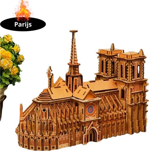 Nivard Bouwpakket Hout - Kinderen - Volwassenen - Bouwpakketten Volwassenen - Boot - Houten Puzzel - 3D - Notre Dame
