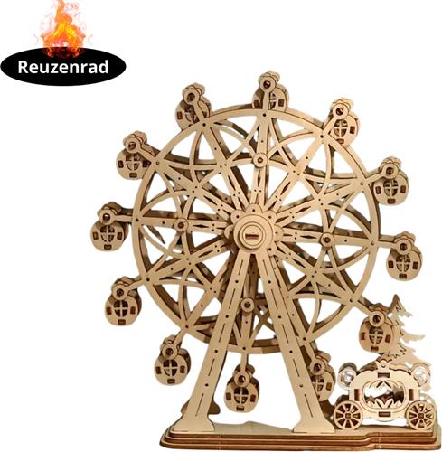 Livano Bouwpakket Hout - Kinderen - Volwassenen - Bouwpakketten Volwassenen - Boot - Houten Puzzel - 3D - Reuzenrad