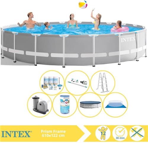Intex Prism Frame Zwembad - Opzetzwembad - 610x122 cm - Inclusief Onderhoudspakket, Filter, Stofzuiger en #N/A
