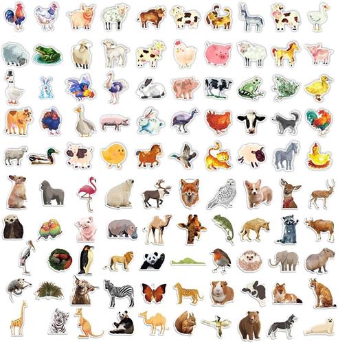 Inovra - Leuke waterdichte boerderijdierenstickers voor kinderen - Boerderijnatuurstickers met schattige waterverf dieren