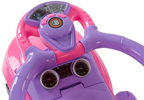 Loopauto kinderauto schuifauto vanaf 2 jaar en duwauto met claxon en muziek, opbergruimte onder de zitting (Roze)