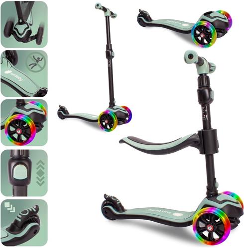 Sun Baby Scooter voor kinderen met Lichtgevende Wielen van 3 jaar, Kinderstep, Driewieler, Verstelbare Hoogtes, Children's Scooter (Groente)