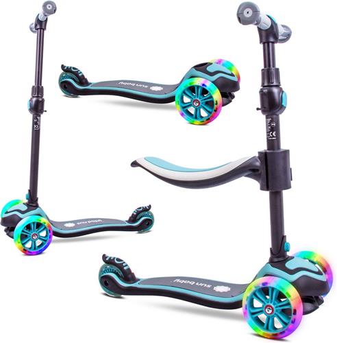 Sun Baby Scooter voor kinderen met Lichtgevende Wielen van 3 jaar, Kinderstep, Driewieler, Verstelbare Hoogtes, Children's Scooter (Blauw)