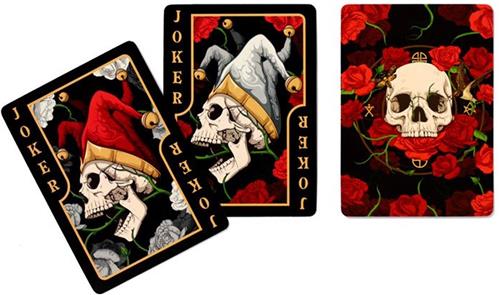 Kaartspel/Speelkaarten - Skulls & Roses Thema - 8.5x6cm