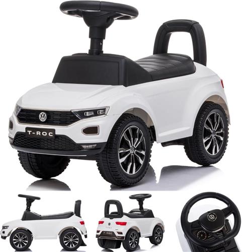 Kinderauto Volkswagen loopauto vanaf 1 jaar met claxon, verchroomde velgen, opbergvak onder de stoel (Wit)