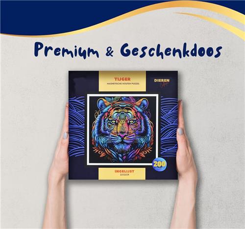 Magnetische Houten Puzzel Voor Volwassenen - 200 Stukjes Dierenhoofd Muurdecoratie - Uniek Cadeau Voor Kerst En Verjaardag