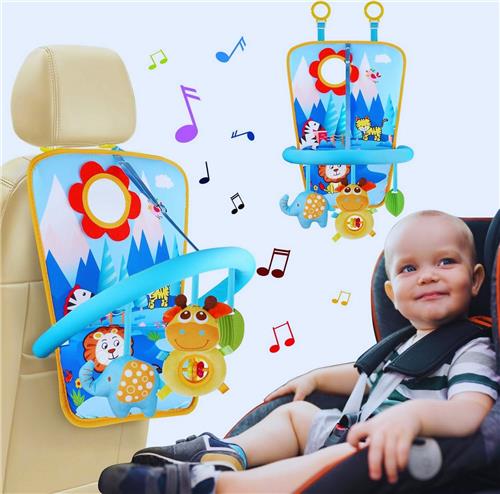 Baby Autostoelspeelgoed - Activiteitenboog Met Spiegel En 3 Hangspeeltjes  Leeuw  Voor Babys 0-12 Maanden