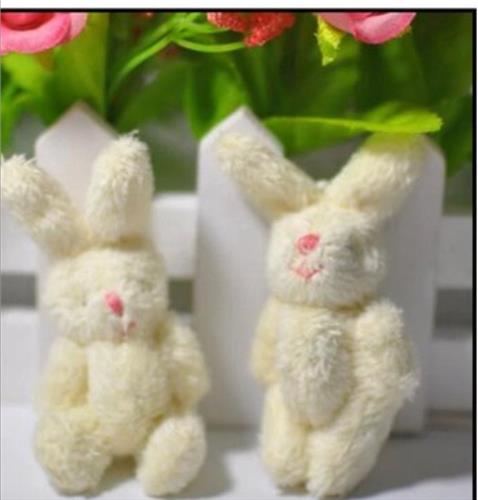 *** 2x Schattige Mini (6.5cm) Bunny Knuffels met Ophang Oogje in WIT - Lief van Heble® ***