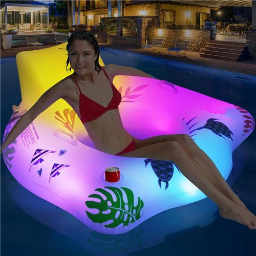 Unyqoos® Opblaasbaar Tanning Bed met Zonne-energie Verlichting en Bekerhouders voor Volwassenen