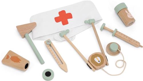 Trixie Houten Speelgoed - Doktersset - Dokterstas met 8 accessoires - Dokter speelgoedkoffer - Vanaf 3 jaar - Voor Jongens en Meisjes