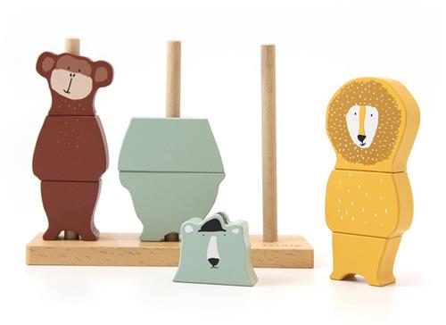 Trixie Stapeltoren - Houten Speelgoed - Stapelstenen voor Kinderen - Puzzel Stapelblokken - Vanaf 1 jaar - Stimuleert Ontwikkeling