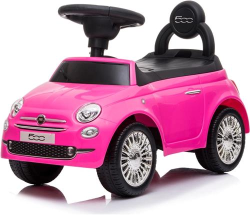 Fiat 500 Kindervoertuig vanaf de leeftijd van 12 maanden, loopauto, ride on, babyauto, loopstoeltje met claxon en motorgeluiden (Roze)
