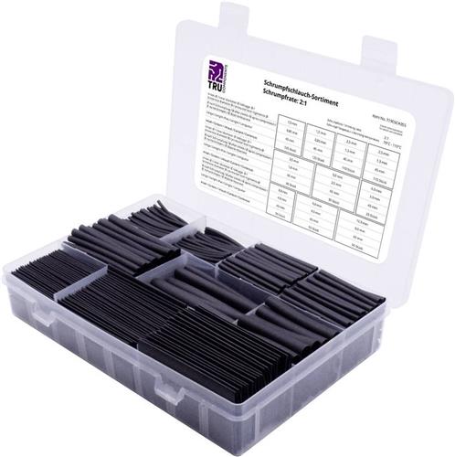 TRU COMPONENTS T1905CA055 Krimpkous assortiment Zwart Krimpverhouding:2:1 750 onderdelen