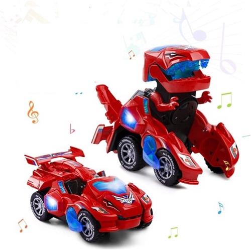 Dinosaurus Transformerende Auto voor 3-7 Jaar Jongens Meisjes, Elektrisch Dinosaurus Speelgoed Automatische Vervorming Dinosaurus Auto met Licht en Geluid Dino Speelgoed voor Kinderen Rood