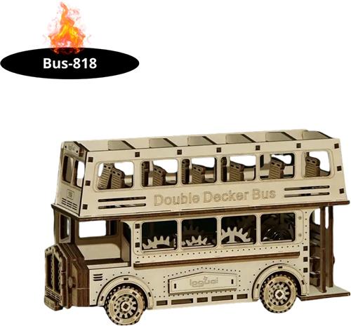 Livano Bouwpakket Hout - Kinderen - Volwassenen - Bouwpakketten Volwassenen - Boot - Houten Puzzel - 3D - Dubbeldekker Bus