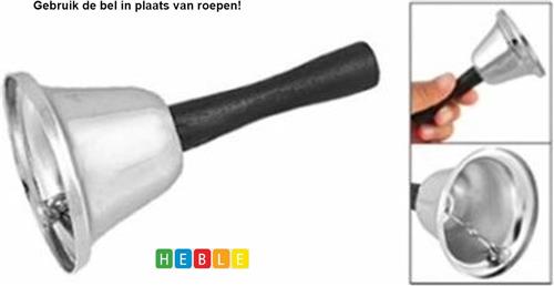 *** Tafelbel handbel schoolbel met lang handvat -van Heble® ***