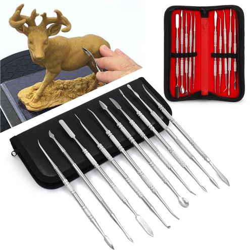 Ibenzoa® Professionele Set van 10 Dubbelzijdige Sculptuurgereedschappen voor Keramiek en Houtbewerking met Opbergtas