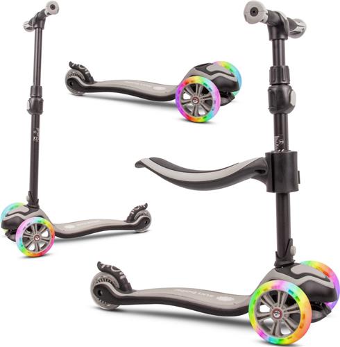 Sun Baby Scooter voor kinderen met Lichtgevende Wielen van 3 jaar, Kinderstep, Driewieler, Verstelbare Hoogtes, Children's Scooter (Grijs)