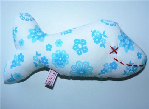 Toetie & Zo Handgemaakte Knuffel - Vis - Retro - Blauw - Wit - Speelgoed - Baby - Kind