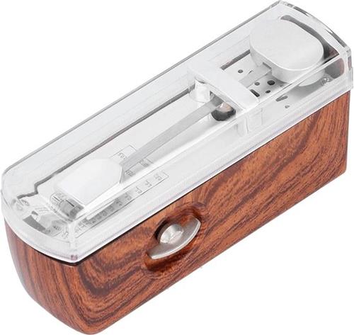 Traditionele mini mechanische metronoom - draagbaar met hoes - voor piano en gitaar - hout kleur