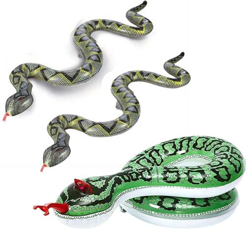 Livano Opblaas Slang - Zomerspeelgoed - Waterspeelgoed - Strandspeelgoed - Zwembad - Zwemmen - Zomer - 2x Python & 1x Groene Slang