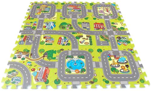 Boraboi ® Uitbreidbare Speel- en Puzzelmat voor Kinderen met Kleurrijke Straatmotieven