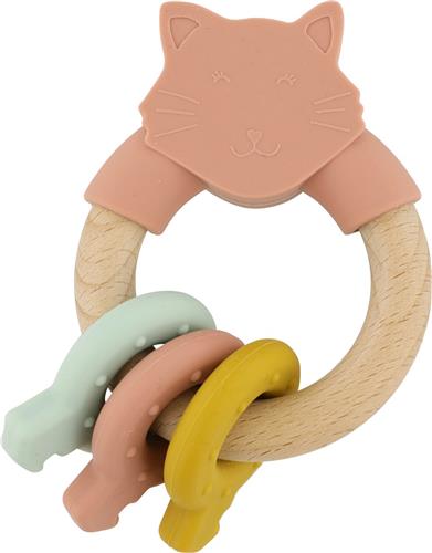 Trixie Activiteitenring van Hout en Silicone - Mrs. Cat - Eerste Speelgoed voor Baby - Kraamcadeau - Baby cadeau