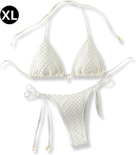 Nivard Bikini Dames - Meisjes Bikini - Badpak - Push Up - Vrouwen Badkleding - Zwemmen - Sexy Set - Top & Broekje - Wit - Maat XL