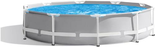Prism-Rondo-Zwembadset-Diameter-305x76-Cm-Lichtgrijs-Buitenzwembad-Met-Metalen-Frame-Familiezwembad-Voor-Gezinnen-En-Vrienden
