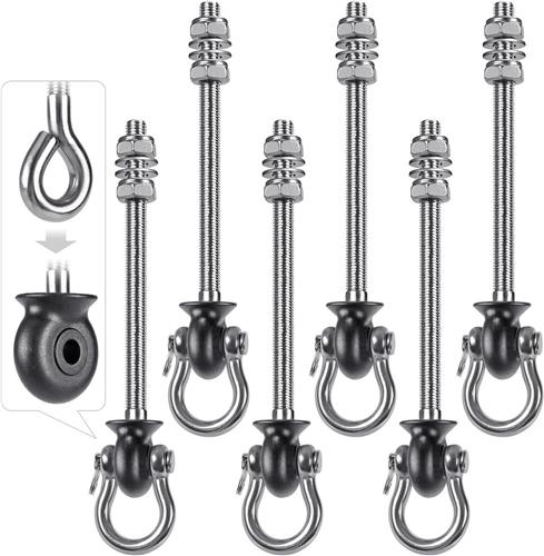 Inovra - Roestvrijstalen 6-delige Hangmat Hanger Set - 180° Draaibare Ophanghaken voor Binnen en Buiten - Max. 1500lbs