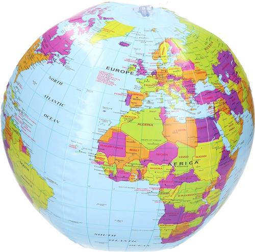 *** Opblaasbare Wereld bol - Opblaasbare wereld - Globe - Wereldbol - Diameter 20 cm - Cadeau - Landkaart- Opblaasbare strandbal in wereldbolvorm - van Heble® ***