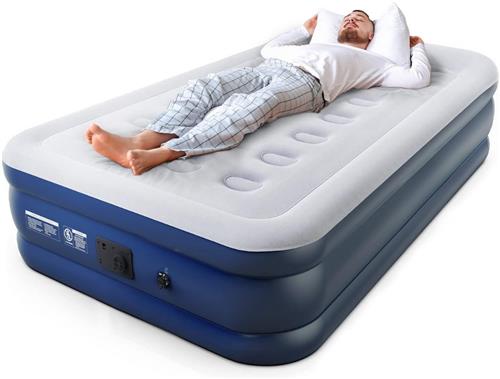 Goodivery ® - luchtbed - 1-persoons luchtbed  Hoog  Ingebouwde elektrische pomp en ingebed kussen  187 cm x 99 cm x 53 cm - Blauw