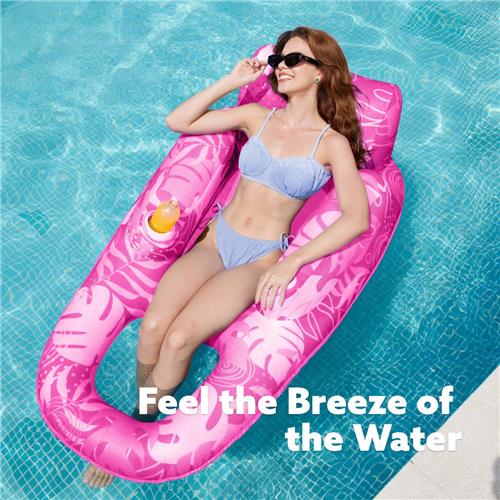 Unyqoos® Opblaasbare Luxe Zwembad Lounger met Bekerhouders en Rugsteun voor Zomerplezier