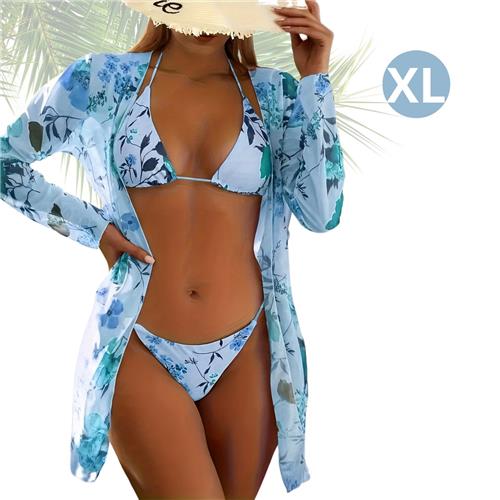 Livano Bikini Dames - Meisjes Bikini - Badpak - Push Up - Vrouwen Badkleding - Zwemmen - Sexy Set - Top & Broekje - Hemelsblauw - Maat XL