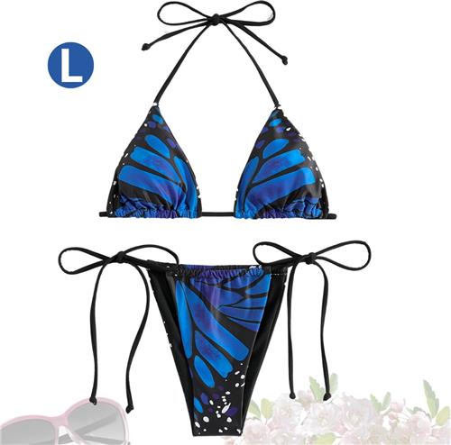 Livano Bikini Dames - Meisjes Bikini - Badpak - Push Up - Vrouwen Badkleding - Zwemmen - Sexy Set - Top & Broekje - Blauw - Maat L