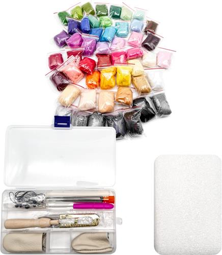 Somstyle Compleet Naaldvilten Pakket - 76-Delig - Viltwol - 50 Kleuren Wol - Vilt Naalden Starterset - Droogvilten